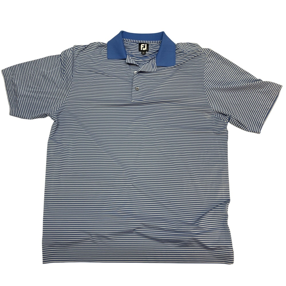 FootJoy Mens ProDry Golf Polo Shirt Blue White Striped Short Sleeve Large L